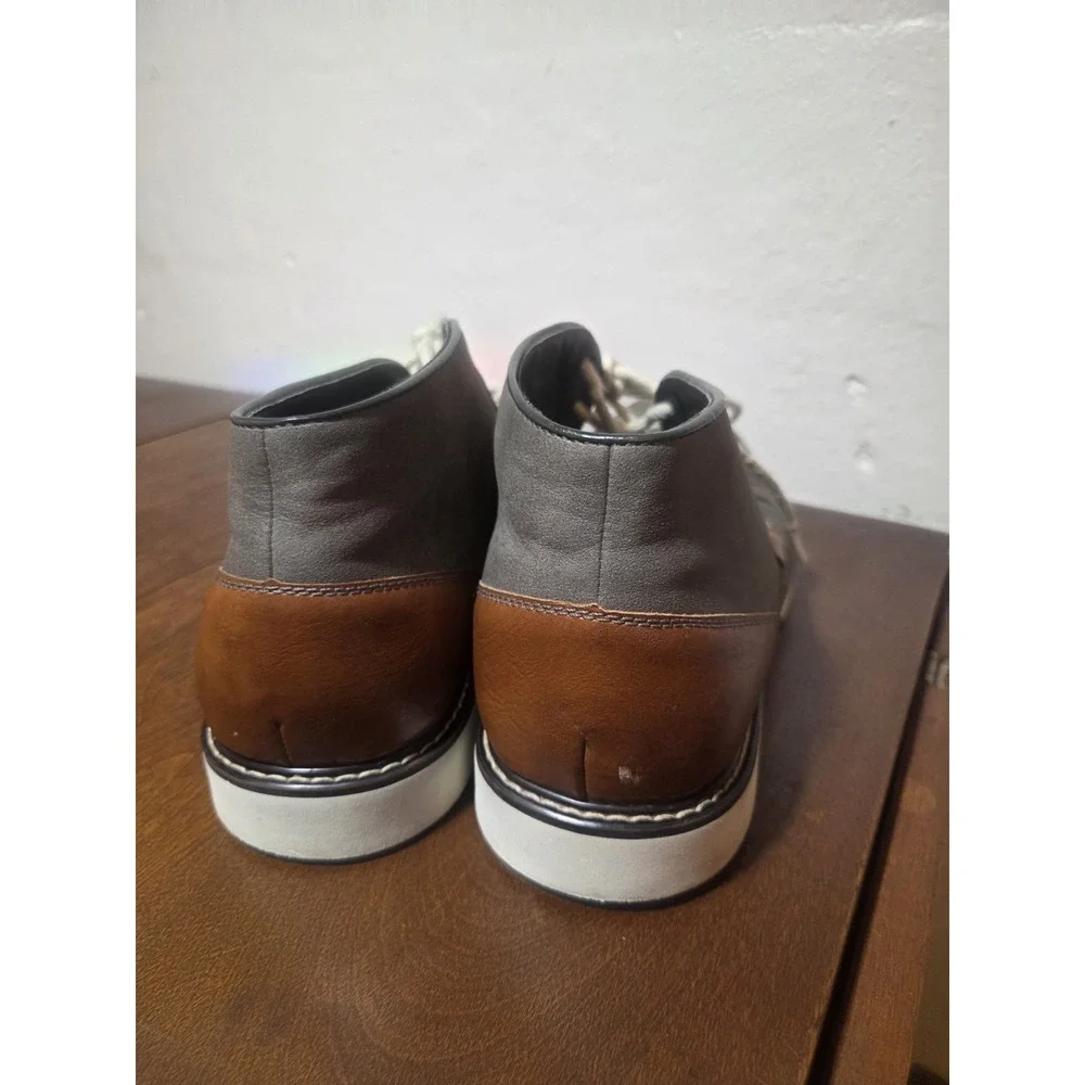 J. Ferrari Oxford Shoes Mens 12 M JF Grey With Brown Faux Leather Details